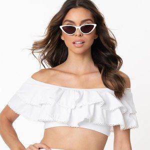 NWT Unique Vintage White Myrtle Swim Top